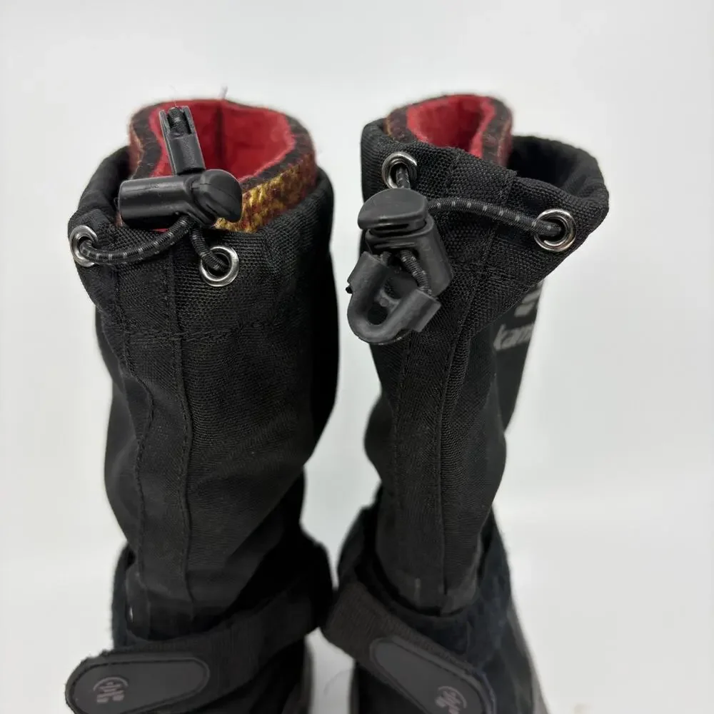 Kamik Waterproof Winter Snow Boots Black Red Lined Size 5 Drawstring Strap